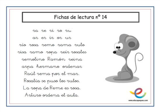 fichas para aprender a leer y escribir 