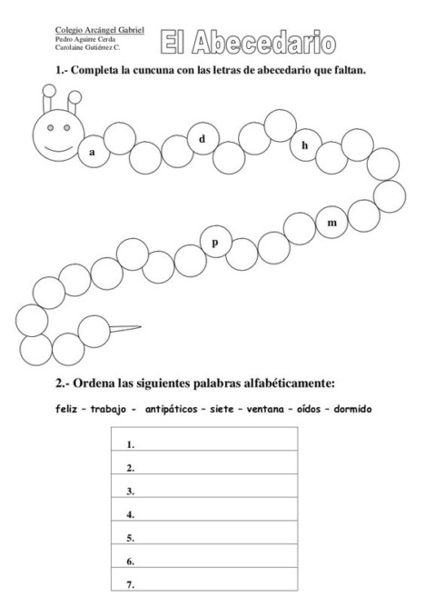 Fichas para aprender a escribir el abecedario